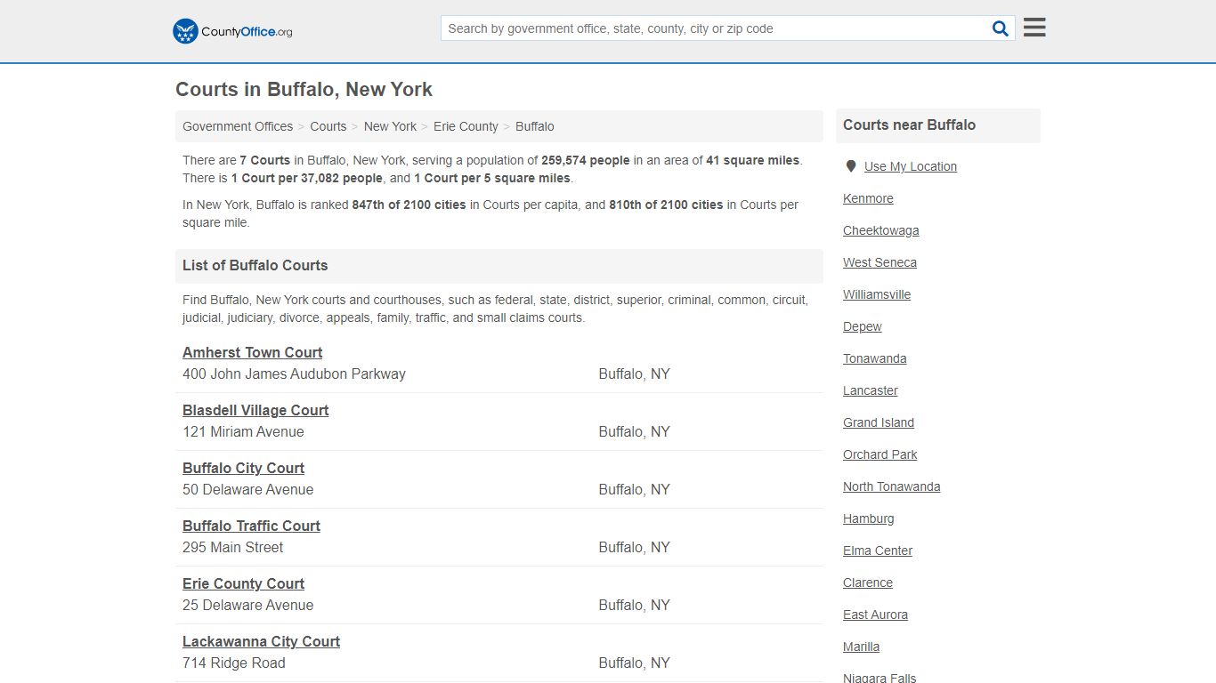 Courts - Buffalo, NY (Court Records & Calendars) - County Office